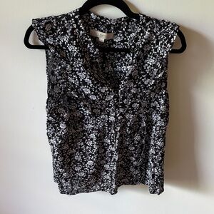 LOFT Monochrome Floral Blouse
